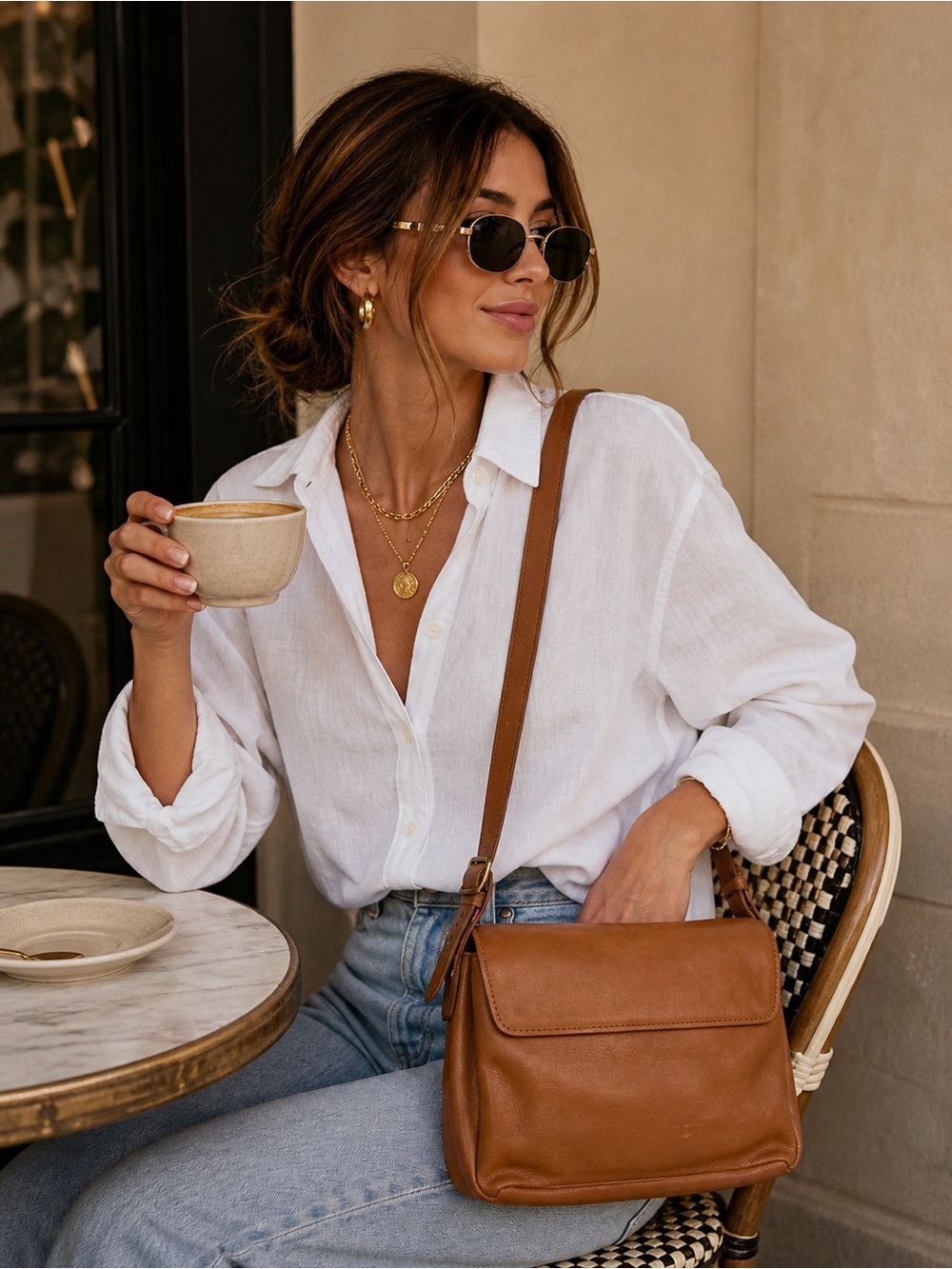 Buttery Tan Leather Crossbody Bag | Classic Minimal Everyday Purse